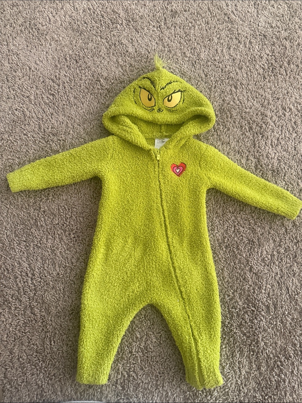 Posh Peanut Dr. Seuss Lime Green Grinch Hooded Baby One-Piece